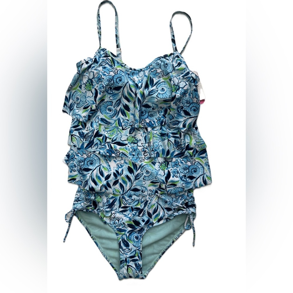 Floral Blue and Green Piece Swimsuit Stella Parker Size Small Stella Parker